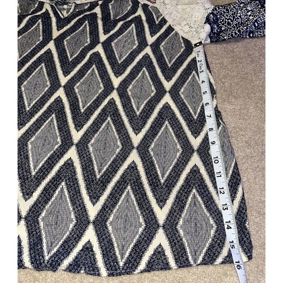 Flying Tomato (1X) Blue/White Boho Peasant Tassels Bell Sleeve Lace Popover - Picture 8 of 16